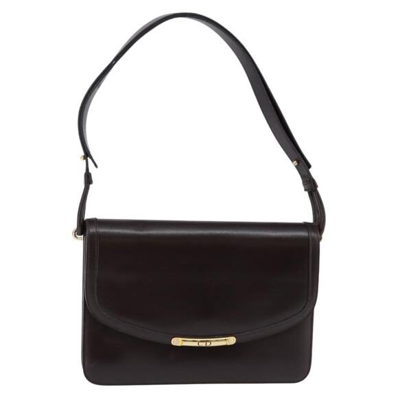 DIOR Shoulder Bag Leather Brown Gold - Picture 1 of 12